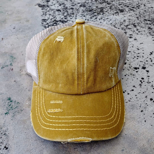 CC Distressed Cross Band Cap